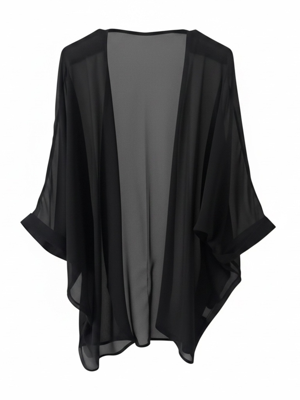 Black Sheer Swim Coverup Kimono